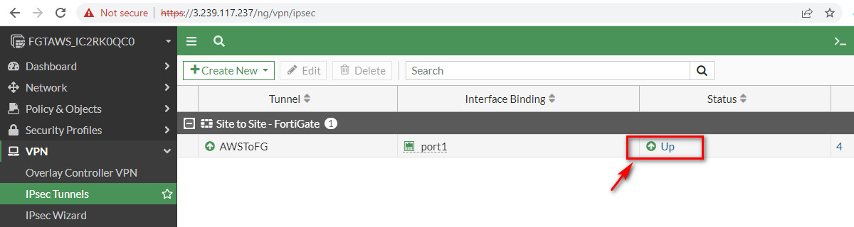 Check status of tunnel on AWS