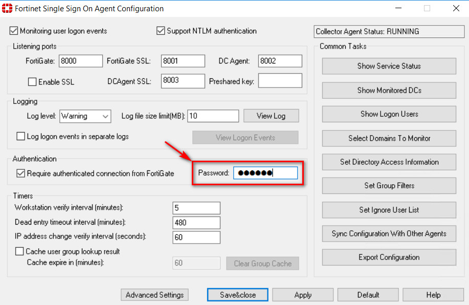 Configure FSSO Agent