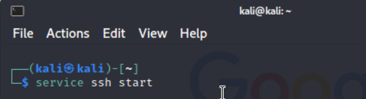 To enable SSH in Kali user service ssh start
