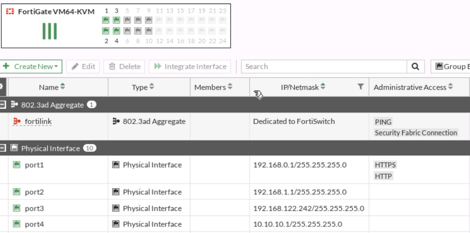 Port configuration in the firewall