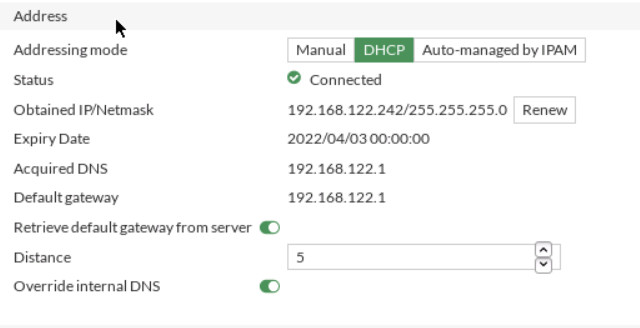 Set port3 as a DHCP client and connect to the NAT