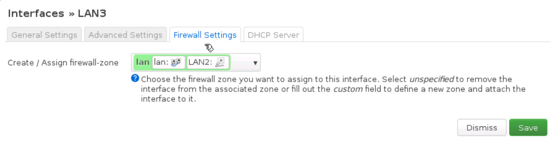 Firewall settings for LAN3