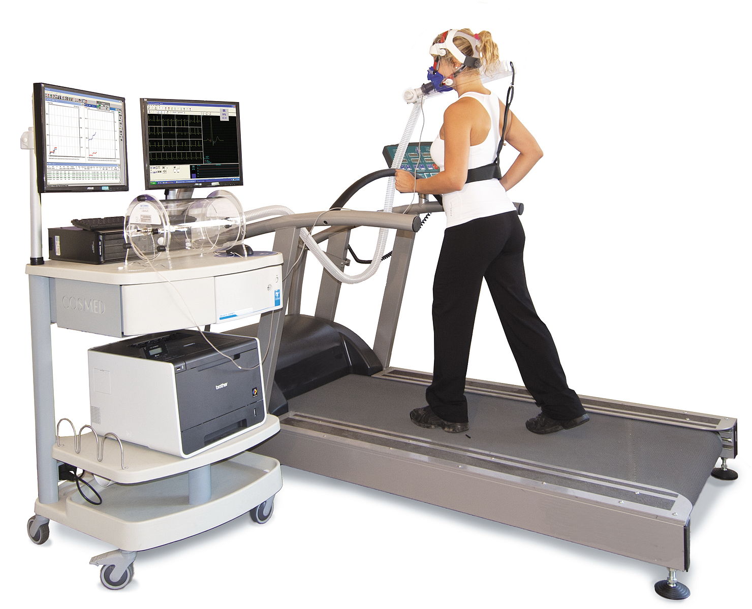 A woman doing the treadmill VO2 max test