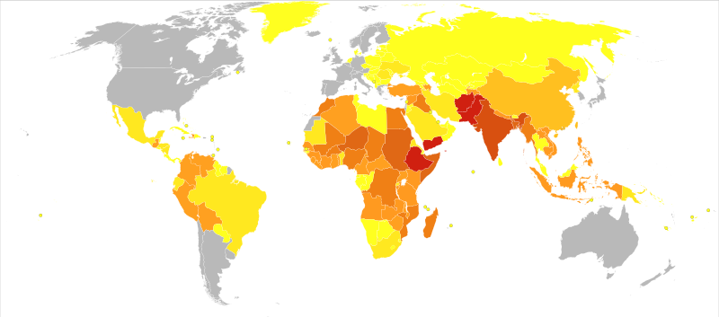 Vitamin A deficiency world map