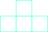 Four squares are shown. Three form a horizontal line, and there is one above the centre square.