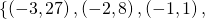 \left\{\left(-3,27\right),\left(-2,8\right),\left(-1,1\right),