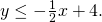 y\le -\frac{1}{2}x+4.