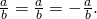 \phantom{\rule{2em}{0ex}}\frac{\text{−}a}{b}=\frac{a}{\text{−}b}=-\frac{a}{b}.