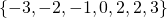 \left\{-3,-2,-1,0,2,2,3\right\}