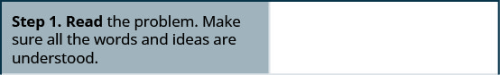 Step 1 is to read the problem and make sure all the words and ideas are understood.