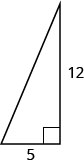 The figure is a right triangle with sides 5 units and 12 units.