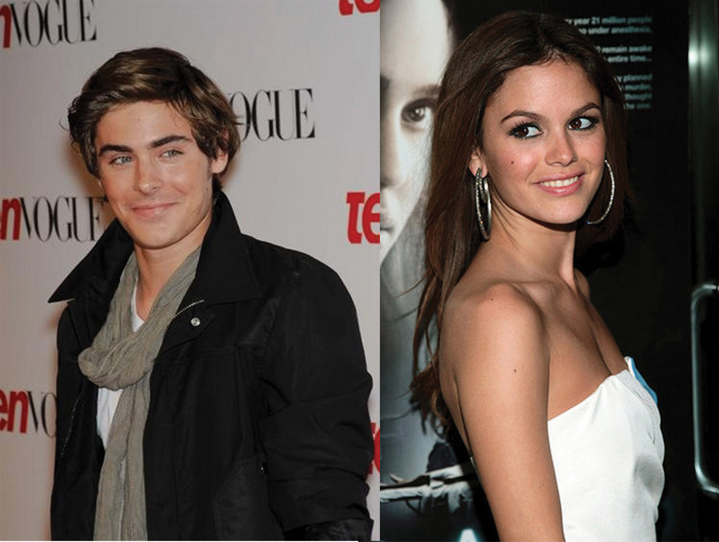 On the left, this picture shows male celebrity Zac Effron; on the right, this picture shows female celebrity Victoria Justice.