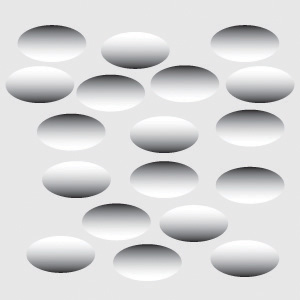 This digital image shows shaded ovals, some look pressed in while others seem to push out.