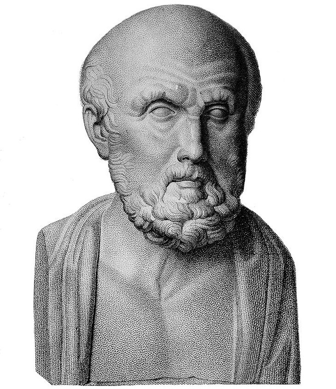 This diagram illustrates a portrait of Hippocrates.