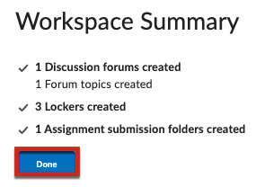 Groups creation summary.