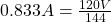 0.833A=\frac{120V}{144Ω}