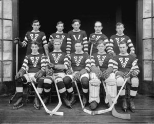 The Vancouver Millionaires of 1913-14. Fred "Cyclone" Taylor (2nd from right, back row) was a key figure on the team and, also, in the Komagata Maru affair.