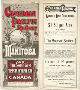 As a land vendor, the CPR needed buyers and it looked overseas to find them. Notice how the branding developed by the CPR reduces 'Canada' to something inconsequential: the Railway and Manitoba are the message.