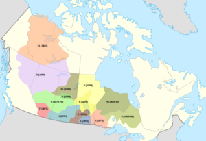 The Numbered Treaties cover all of the Prairie West, the western North, most of northern Ontario, and a fraction of British Columbia. (Credit: By Canada location map.svg:derivative work: Yug (talk)Canada (geolocalisation).svg: STyxderivative work: Themightyquill (talk) - Canada location map.svg, CC BY-SA 3.0, https://commons.wikimedia.org/w/index.php?curid=14706244)