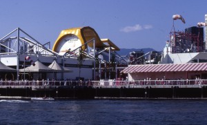 The Swiss Pavilion dominates this view of Expo 86.