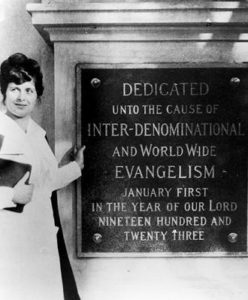 Smalltown Canadian girl does good. Aimee Semple McPherson was already a force with which to reckon at thirty-three years of age when she raised the Angelus Temple on the strength of donations in cash and kind. https://en.wikipedia.org/wiki/File:ASM-AngelusTemple_Plaque_1923_02.jpg