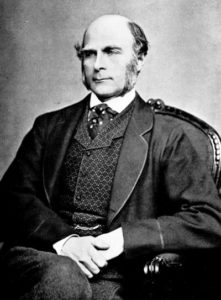 Sir Francis Galton (1822-1911) was a largely self-trained British social scientist, the half-cousin of Charles Darwin, and the figure most readily associated with Eugenics. It is Galton who is credited with coining the dichotomy: nurture vs. nature. https://commons.wikimedia.org/wiki/File:Francis_Galton_1850s.jpg