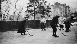 A shinny match breaks out in 1919 Winnipeg.