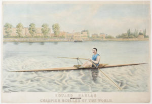 "Ned Hanlan: Champion Sculler of the World," a crayon and watercolour lithograph from 1880.
