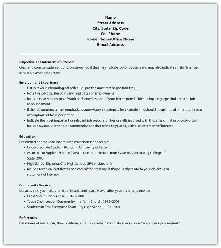 Sample Format for Chronological Resume