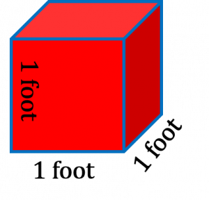 1 foot by 1 foot by 1 foot cube.