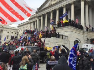 Crowd of Trump supporters marching on the US Capitol on 6 January 2021