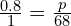 \frac{0.8}{1}=\frac{p}{68}