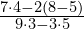 \frac{7\cdot4-2\left(8-5\right)}{9\cdot3-3\cdot5}