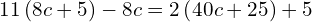 11\left(8c+5\right)-8c=2\left(40c+25\right)+5