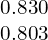 \begin{array}{c}0.830\\ 0.803\end{array}