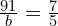 \frac{91}{b}=\frac{7}{5}