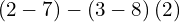 \left(2-7\right)-\left(3-8\right)\left(2\right)