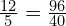 \frac{12}{5}=\frac{96}{40}