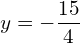 y=-\dfrac{15}{4}