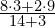 \frac{8\cdot3+2\cdot9}{14+3}