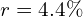 r=4.4\%