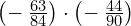 \left(-\phantom{\rule{0.2em}{0ex}}\frac{63}{84}\right)\cdot \left(-\phantom{\rule{0.2em}{0ex}}\frac{44}{90}\right)