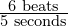 \frac{\text{6 beats}}{\text{5 seconds}}