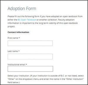 Open Textbook Adoption Form