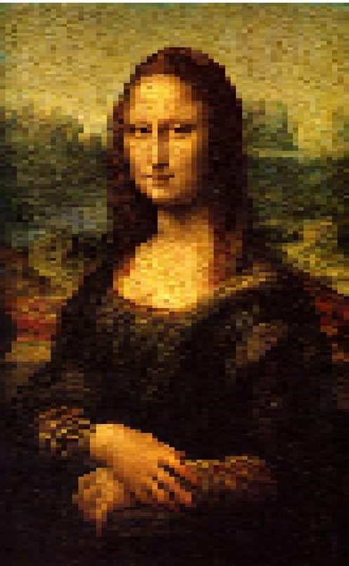 Pixelated photo of the portrait: Mona Lisa&amp;