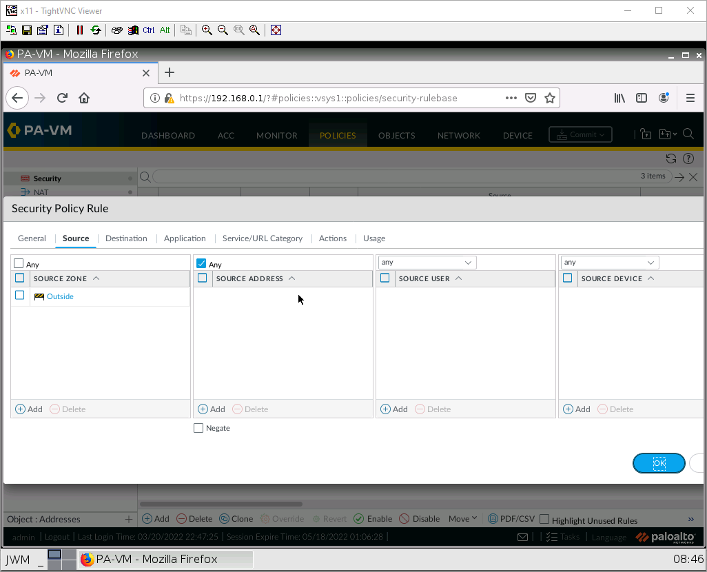 Configuring the Source Zone