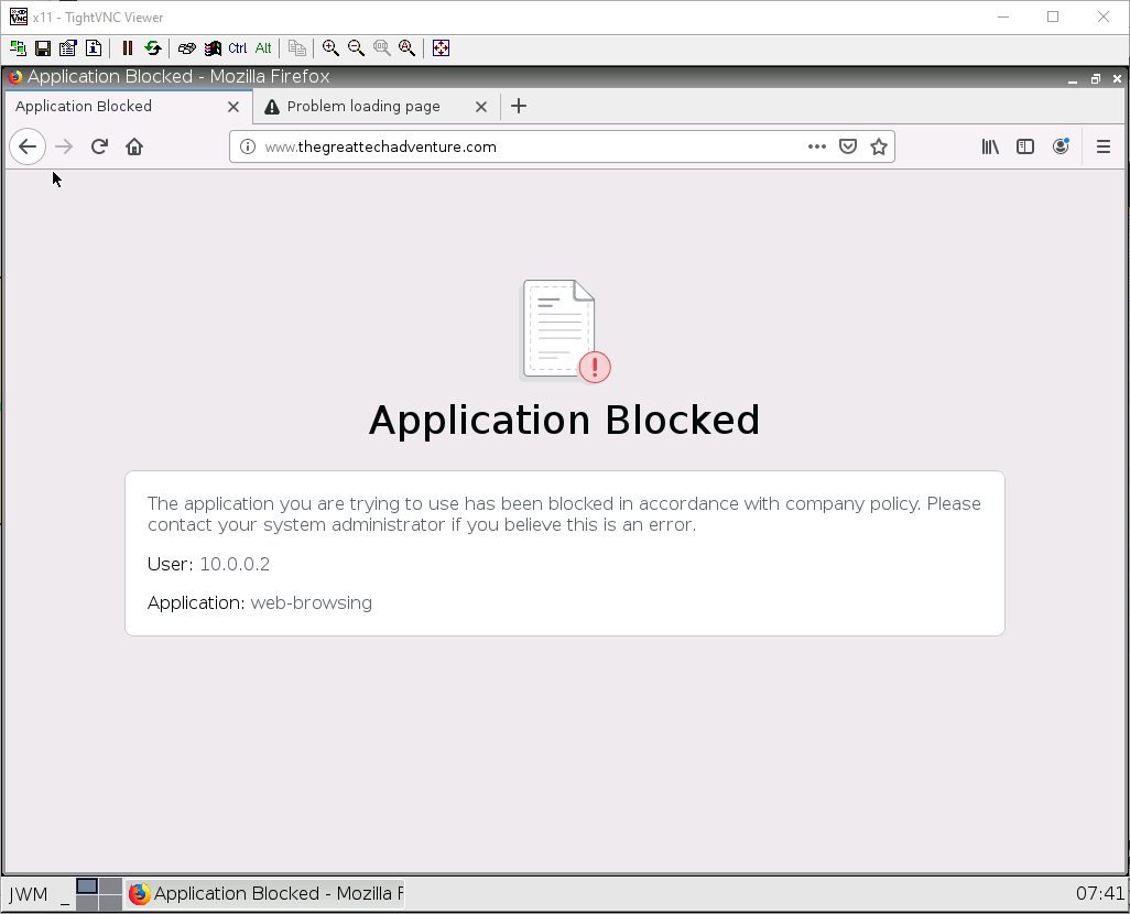 Application Block Page