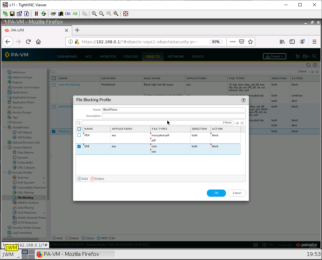 Configure the File blocking profile