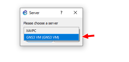 Select GNS3 VM