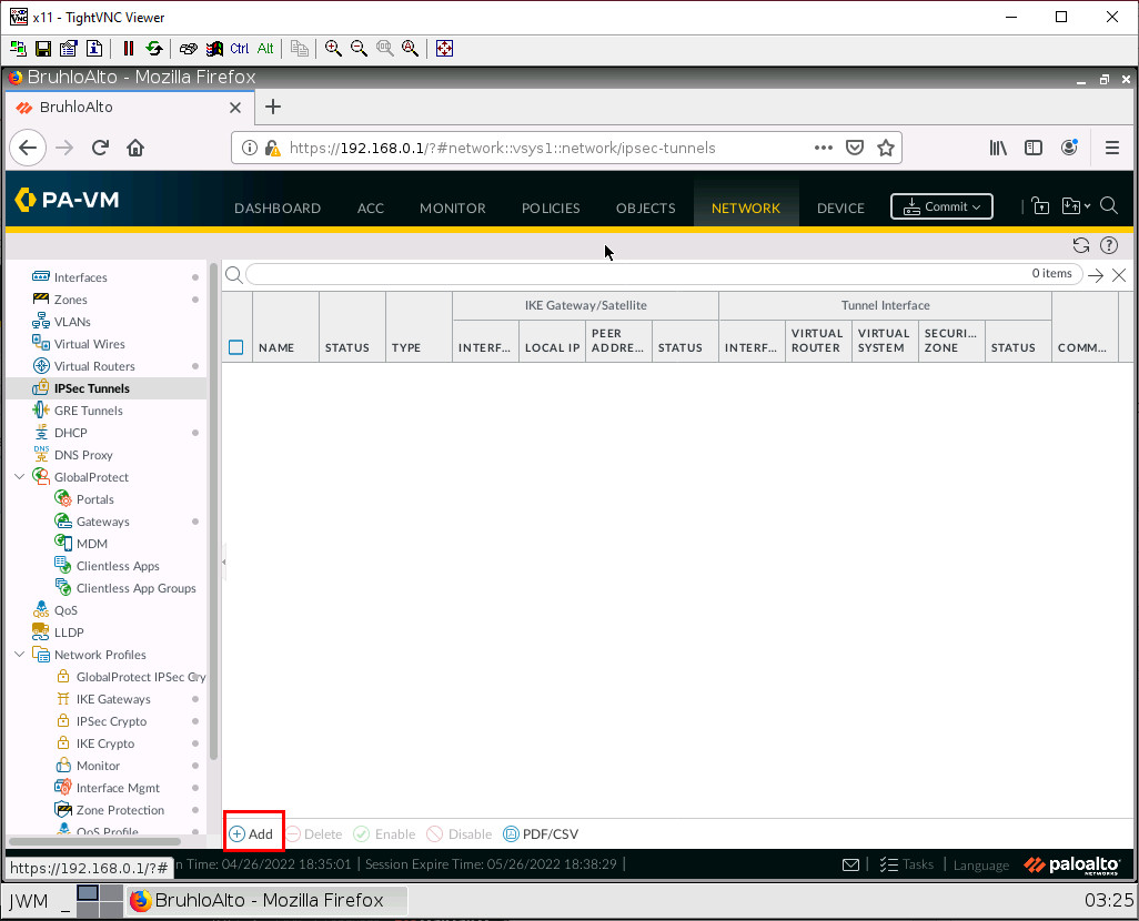 Site1 Firewall- Add an IPSEC Tunnels